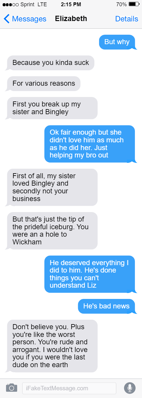 Pride and Prejudice Text Messages Part 2