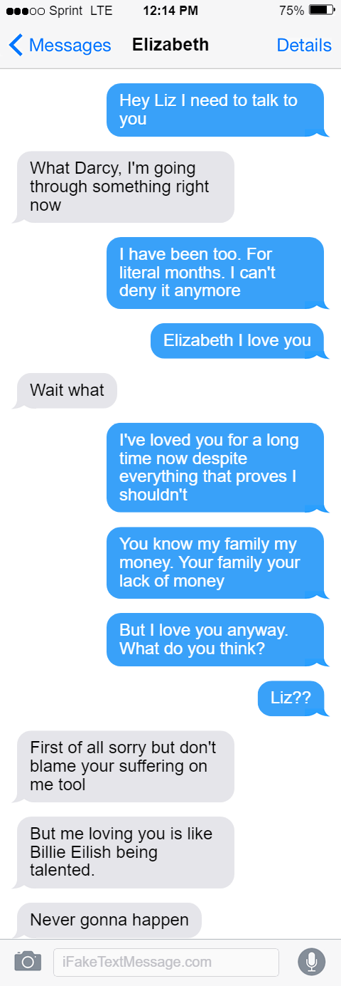 Pride and Prejudice Text Messages